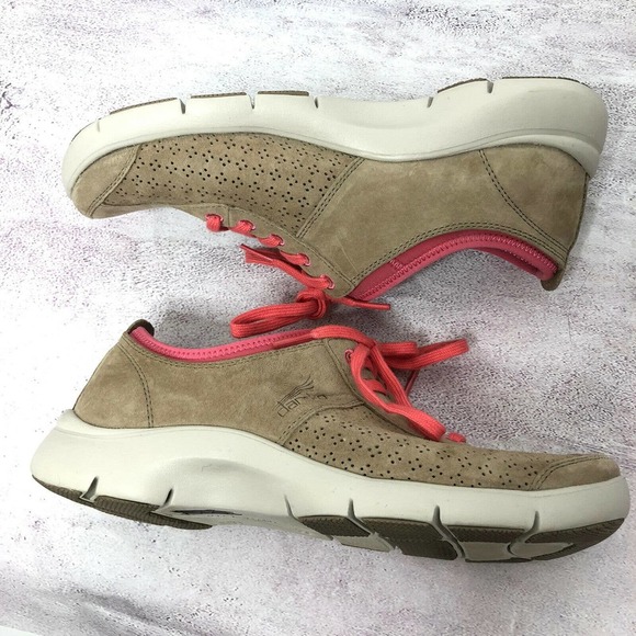 Dansko Elise Womens Suede Leather Sneakers Size 38‎ (7.5-8) Tan and Pink Comfort - Picture 7 of 10